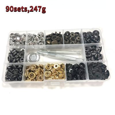 China LEAD FREE rivet box kit cross-borderDIY 203# snap fastener / large white buckle metal leather button box 90sets for sale