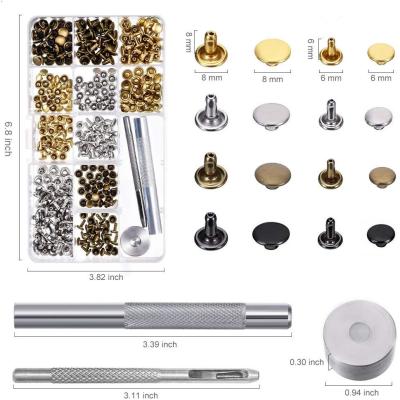 China Durable 180sets 8*8mm& 6*6mmMetal Double Rivets For Leather Craft Bag Belt Clothing Garment Shoes for sale