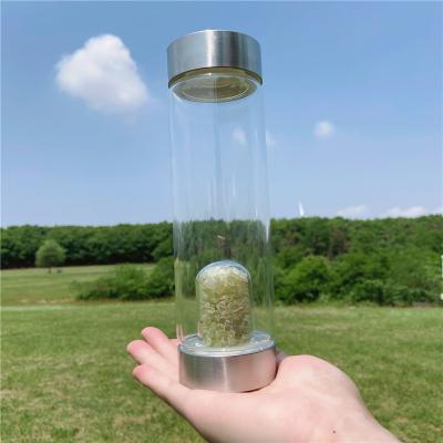 China Europe Drinking Bottle Double Wall Glass Bottled Water Fruit Infuser Sports Glass Crystal Water Bottle for sale