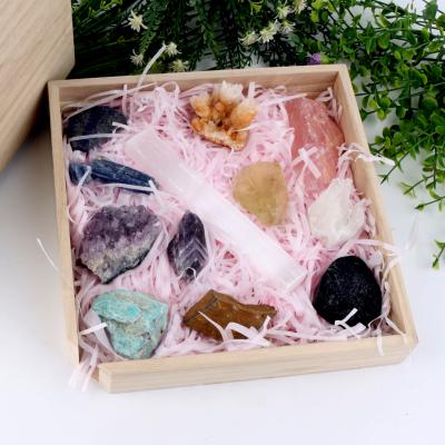 China Agriculture Crystal Healing Stone Custom 7 Chakra Stones Box, Bohemian Meditation Set Crystal Gift Box for sale