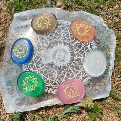 China 2021 China New Product Hand Carved Natural Gemstone 7 Chakras Crystal Mysterious Runes 7 Kinds for sale