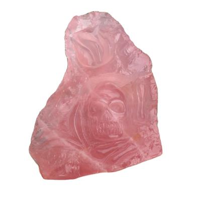 China Wholesale Natural Europe Rose Quartz Crystal Skulls Carved Crystal Hominid Skulls Pink Crystal Skulls for sale