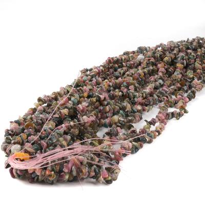 China Europe Crystal Polished Perforated Gravel Natural Crystal Wholesale Chips Tourmaline Particle String for sale