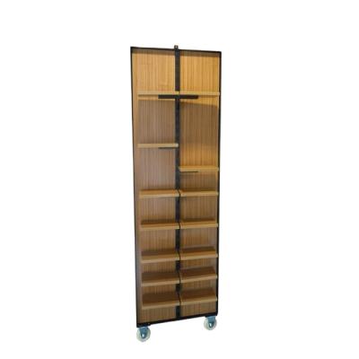 China New design supplier retail shoe wall display with wheels 15 years showcase cabinet gold for sale