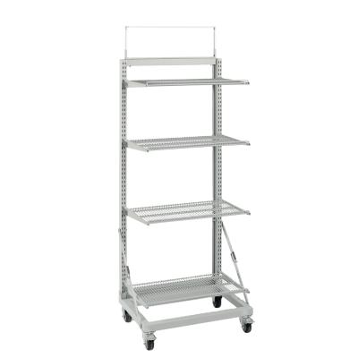 China Single Sided 4 Layers Foldable And Easy To Move Floor Display Cart Supermarket Rack Light Duty Metal Single Sided for sale