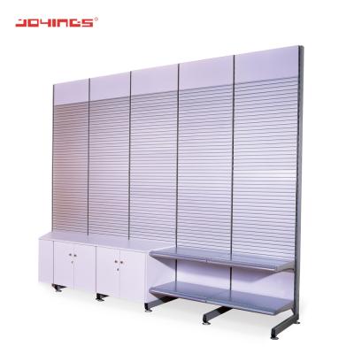 China Retail Stores Show Rack For Clothing And Baseball Hats Free Standing Slatwall Display Rack For Trade Shows And Retail Stores for sale