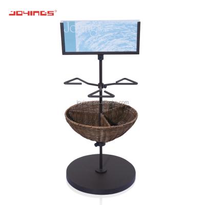 China New Design Tree Display Rattan Basket Beauty Product Storage Bin Display Stand With Big Price Tag Rack for sale