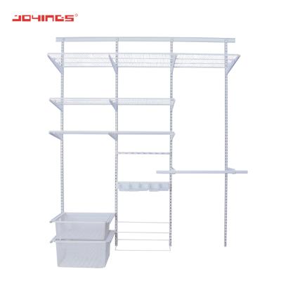 China (Size) Fully Collated Adjustable Wardrobe Closet Metal Wire Clothes Closet Easy Configurable Shelving Organizer for sale