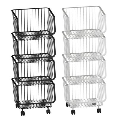 China Modern Stackable 4-Tier Metal Storage Rack Home Storage Bins For Kitchen Vegetable Or Fruit Storage Rack for sale