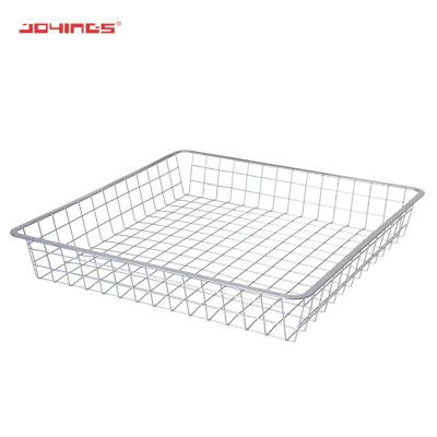 China Large Size Stackable Sustainable Storage Basket Metal Wire Bin For Home Storage Closet Organizer for sale