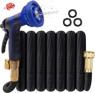 China Free Shipping Adjustable To US 50Ft Water Hose Extra Strength Fabric With 8 Function Spray Nozzle for sale