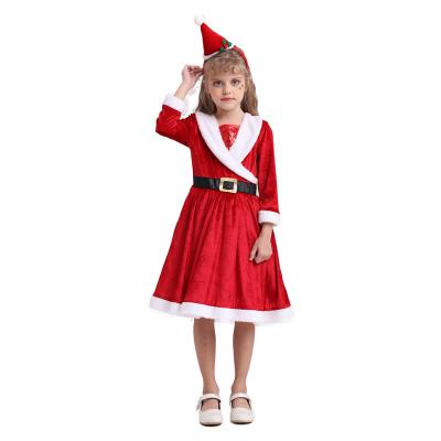 China New Christmas Costume Baby Christmas Costumes Beget Christmas Dress Kids Cosplay Costume Children Hat With Red Dress Festival Holiday Clothing for sale