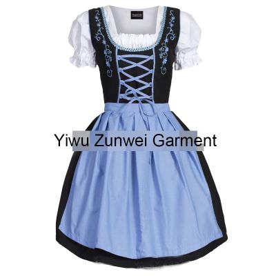 China Cotton Women's German Beer Dress Cosplay Costume Dress Embroidery Dirndl Oktoberfest Clothes for sale