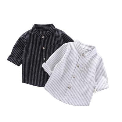 China New Style Boys Section Fashion Slim Section QUICK DRY Vertical Stripe Long Sleeve Polo T-Shirt for sale