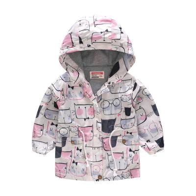 China Anti-wrinkle tending warm products children coat cute kitten printed down jacket winter jacket for sale