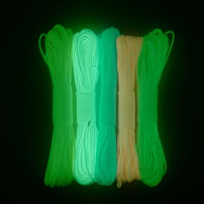 China YOUGLE Polyester 100 ft (31m) Glow in the Dark Paracord Paracord Tie Lanyard Rope 9 Cores 550LB 4mm Diameter for sale