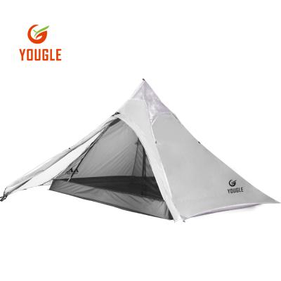 China Diagonal Tying Type 20D Double Layer 3 Person Backpacking Tent 3 Season For Camping Trekking Hiking Ultralight Traveling Silicone Coated for sale