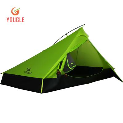 China 20D Single Layer Mens Backpacking Tent 3 Person Diagonal Tying Type 2 Season For Camping Trekking Hiking Traveling Ultralight Silicone Coated for sale