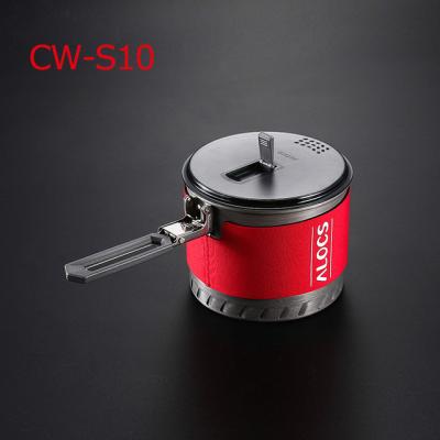 China Alocs CW-S10 Heat Exchange Outdoor Camping Cooking Pot Cookware Folding Handle To Increase Backpacking Picnic CW-S10 for sale