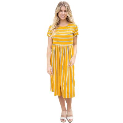 China Popular Design Washable 2022 Spring Casual Dress Striped Dresses For Women Casual for sale