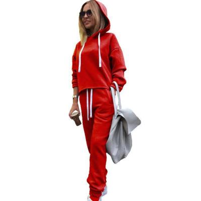 China Breathable Hot Sale Hoodie Sweatpants Set Solid Color Long Sleeve Hoodie Set Women's Jogger Cropped Sweatshirt Hoodies Sets for sale