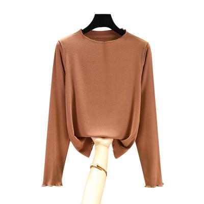 China Anti-wrinkle Long Sleeves Under Shirt Women's Summer Loose Round Collar Inside Bottom Of Women's Base Layer Top for sale