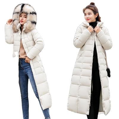 China Most Popular Breathable Women's Long Winter Oversized Down Coat With Slim Belt And Contrast Color Fur Collar Windproof Women Down Jacket for sale