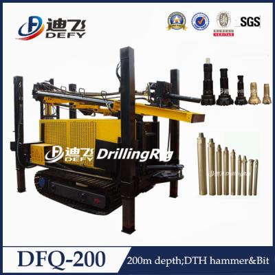 China crawler rock water well drilling rig, portable rock borehole drilling rig DFQ-200 for sale