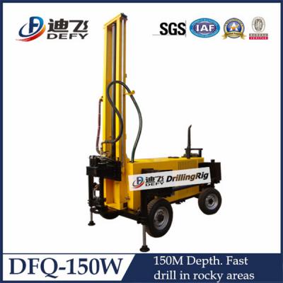 China Manufacturer of DFQ-150W 150m trailer hard rock DTH water well drilling rig machine for sale