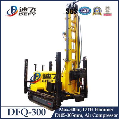 China 300m Depth DTH Rock Water Well Drilling Rig, DFQ-300 Drilling Rig Machine Air Compressor for sale