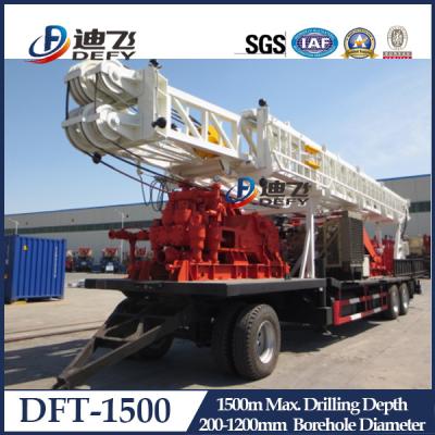 China 1500m Depth DFT-1500 Truck Mounted Water Well Drilling Rigs for Hard Rock with Mud Pump for sale