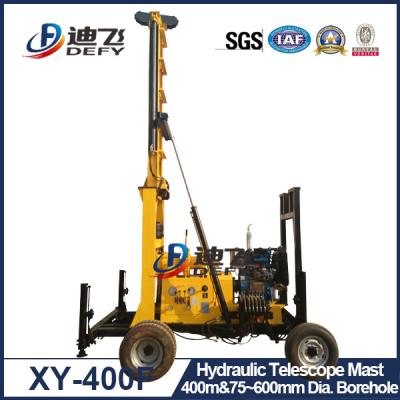 China XY-400F 400m Trailer Mounted Hydraulic Water Well Drilling Rig Machine with Diamond Bits for sale