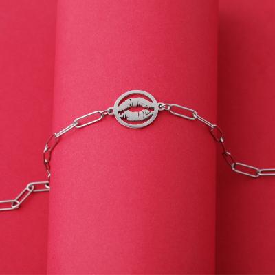 China 2021 Women's Durable Bracelet Link Chain Lip Shape Lip Shape Chunky Chain Bracelet 2021 for sale