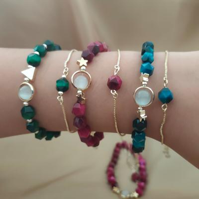 China Durable simple green gem bracelet female personality bracelet 2 pieces of fashion adjustable bracelet for sale