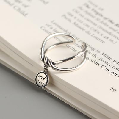 China Durable S925 Good Luck Ring Good Luck Ring Slogan Woven Sterling Silver Silver Lady for sale