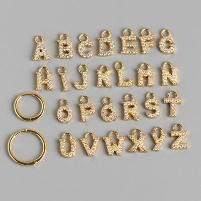 China DIY Alphabet Letter Charm 925 Durable Silver Cartilage Huggie Women Circle Earrings for sale