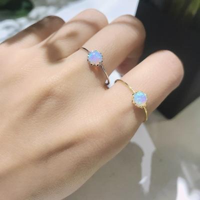 China Retro Fire Color Personality Opal Set Durable Light Luxury Opal Silver Ornaments Fashion Ring S925 With Diamond Ring Tail Ring for sale