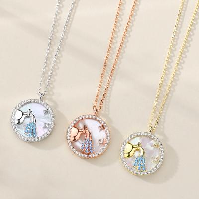 China FASHIONABLE 12 Zodiac Necklace Fritillary Ins Style Round Coin Keepsake Pendant Gift S925 for sale