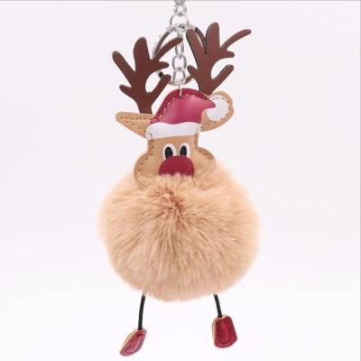 China Plush Santa Claus MAO Pendant Christmas Deer Key Chain Pendant 12 Colors Key Pendant Key Chain for sale