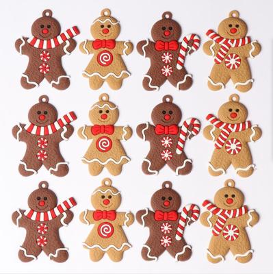 China New PVC Gingerbread Man Christmas Tree Pendant Per Set Twelve Pieces Layout Direct Pendant Christmas Scene Makers for sale