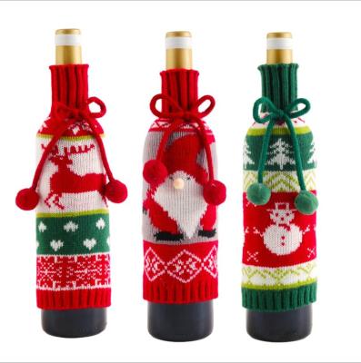 China Knit Wholesale Knit Christmas Wine Bottle Cover For Christmas Dinner Table Decorations Canteen Bottle Free Shipping Clothes for sale