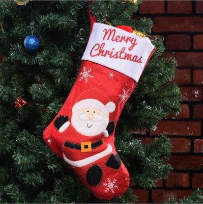 China Christmas Tree Sock Fabric 45cm Christmas Gift Hanging Stocking Decorative Ornaments Pendant for sale