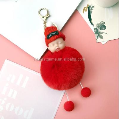 China Hot Sale Winter Sleep Ornament Pure Rubber+leather Doll Hair Bulb Accessories Knitting Plush Doll Key Bag Female Accessories 13 Colors for sale