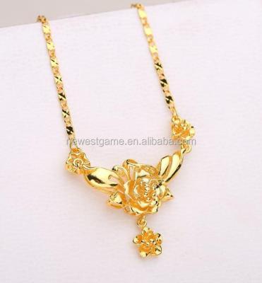 China Womens 24k Gold Plated Casual Flower Necklace Solitaire Necklace 45cm Womens Chain Jewelry / Sporty for sale