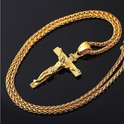 China New Hiphop Simple Design Unisex Religious Jewelry Jwelleries Gold Plated Cross Chain Necklace Free Shipping for sale