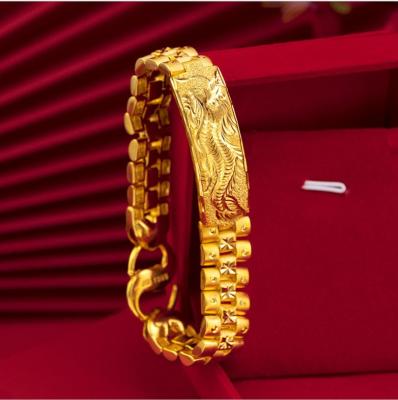 China CLASSIC Dragon 5D Bracelet 24K Gold Filled Plated MEN Hand Link Necklace For Men Classic Casual Chain Accessories for sale