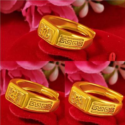 China Retro CLASSIC Classic Mens Ring 24k Gold Ring Mens Rings For Party Gift Solid Gold Opening Free Shipping for sale