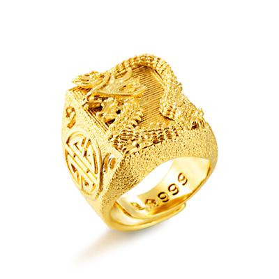 China Wholesale Vintage Man 24k Real Gold Plated Ring Men Opening Dragon Rings Gold Wedding Rings Male Free Shipping Gift for sale