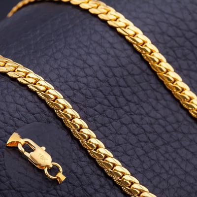 China Wholesale Hiphop Gold Jewelry Designs 18k Gold Chain Necklace Women Chains Free Shipping 18k Gold Necklace Figaro Chain 5mm for sale