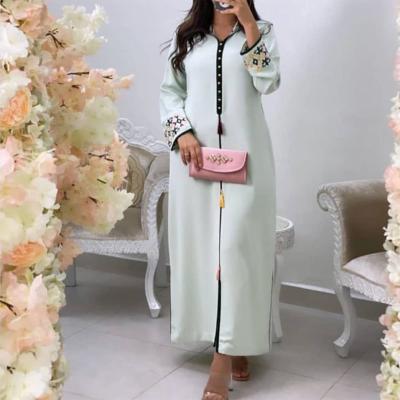 China 2022 Muslim Women Breathable Casual Loose Plus Size Middle East Dubai Long Sleeve Islamic Long Dress for sale